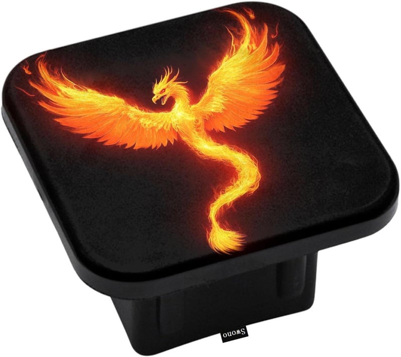 Swono Fire Dragon Rubber Hitch Tube Cover Fairy Animal Flame Dragon Wings Soft Rubber Protects Hitch Tube Rear Trailer Hitch Cover Universal Fits 2" Receivers for Men Women - Image 1